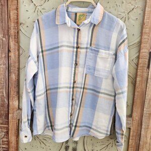 Thereabouts Cotton & Modal Blue Plaid Button-Down Shirt | XL